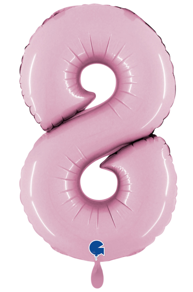 Folienballon - Zahl 8: Pastellrosa - ø 102cm